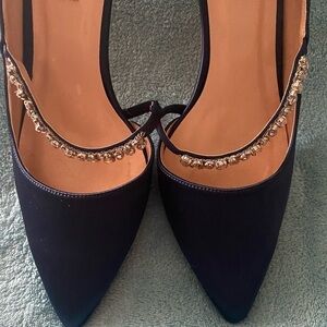 ERIJUNOR-BLUE SATIN JEWELED HEELS